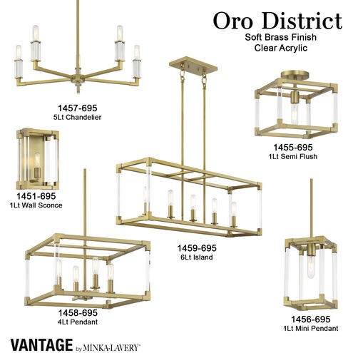 Vantage Oro District 4 Light 16 inch Soft Brass Pendant Ceiling Light